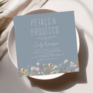 Wildflower Petals & Prosecco Bridal Shower Invitation