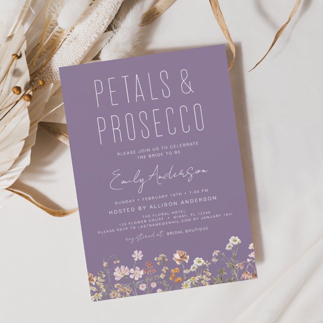 Wildflower Petals & Prosecco Bridal Shower  Invitation (Creator Uploaded)