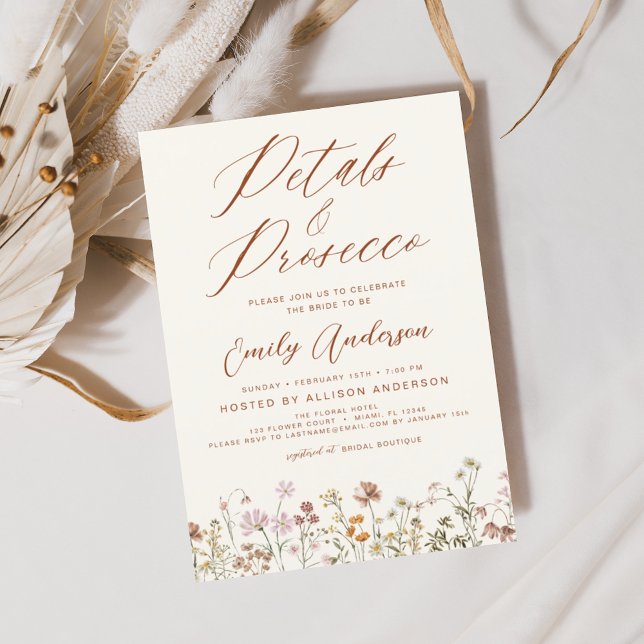 Wildflower Petals & Prosecco Bridal Shower Invitation (Creator Uploaded)