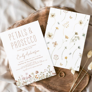 Wildflower Petals & Prosecco Bridal Shower  Invitation
