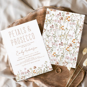 Wildflower Petals & Prosecco Bridal Shower  Invitation