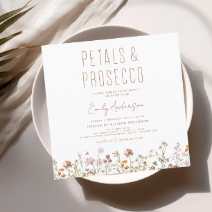 Wildflower Petals & Prosecco Bridal Shower  Invitation