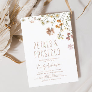 Wildflower Petals & Prosecco Bridal Shower  Invitation