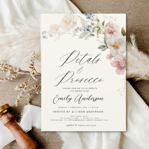 Wildflower Petals & Prosecco Bridal Shower Invitation