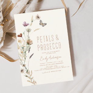 Wildflower Petals & Prosecco Bridal Shower Invitation