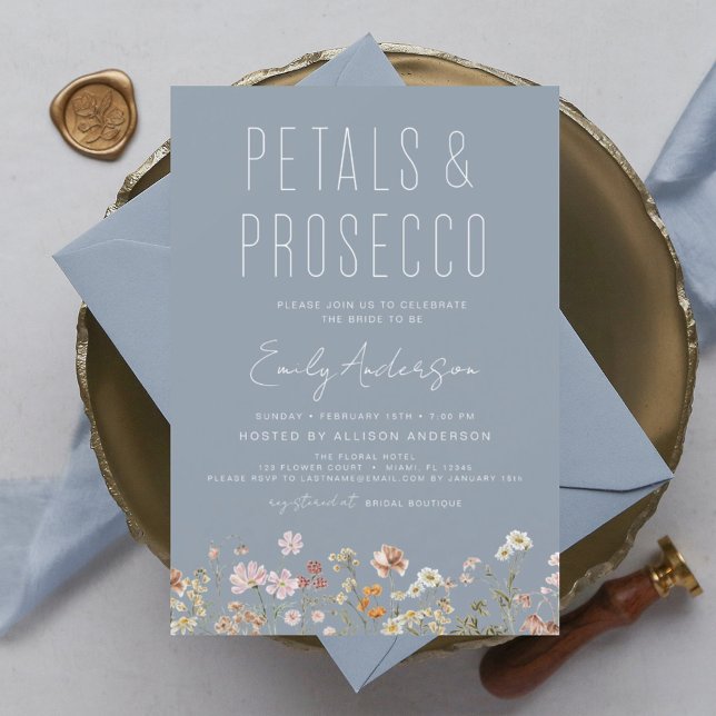 Wildflower Petals & Prosecco Invitation (Creator Uploaded)