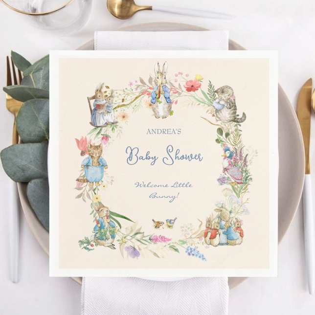 Wildflower Peter the Rabbit Baby Shower Large Napkin (Creator Uploaded)