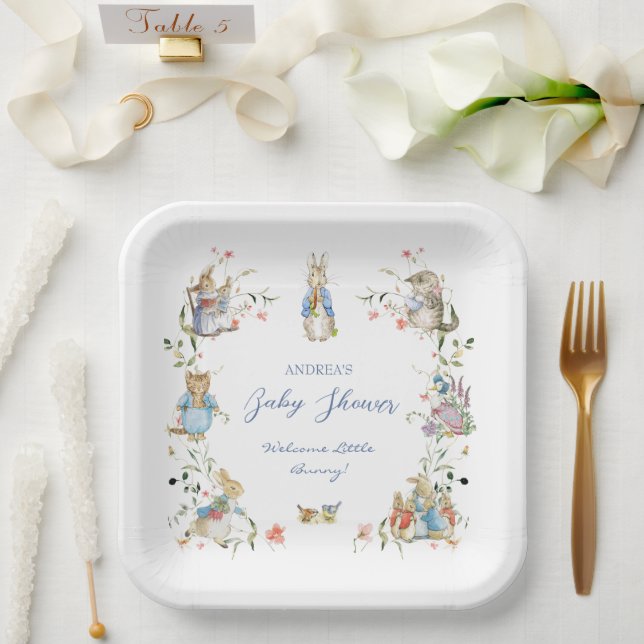 Wildflower Peter the Rabbit Baby Shower Large Paper Plate (Wedding)