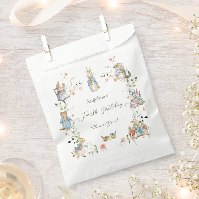 Wildflower Peter the Rabbit Birthday Favour Bag (Clipped)