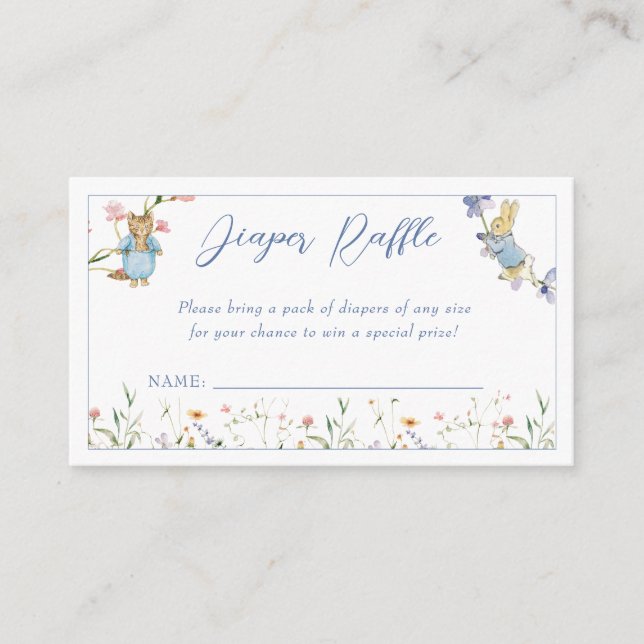 Wildflower Peter the Rabbit Diaper Raffle  Enclosure Card (Front)
