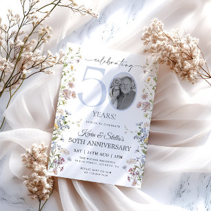 Wildflower Photo 50th Anniversary Invitation