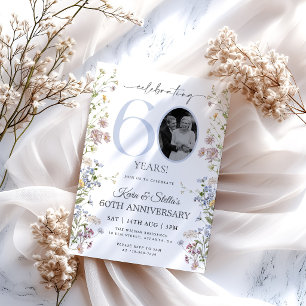 Wildflower Photo 60th Anniversary Invitation