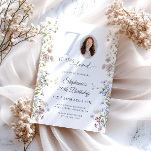Wildflower Photo 70th Birthday Invitation