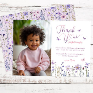 Wildflower Photo Birthday Thank You Card