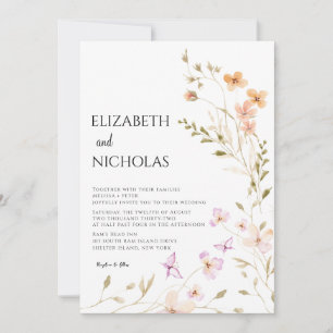 Wildflower Photo Casual  Wedding  Invitation