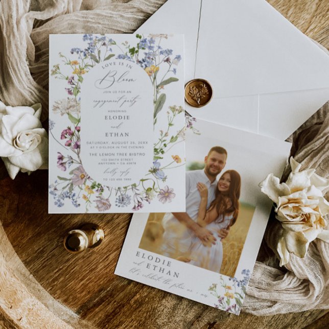Wildflower Photo Engagement Party Invite Floral (Creator Uploaded)