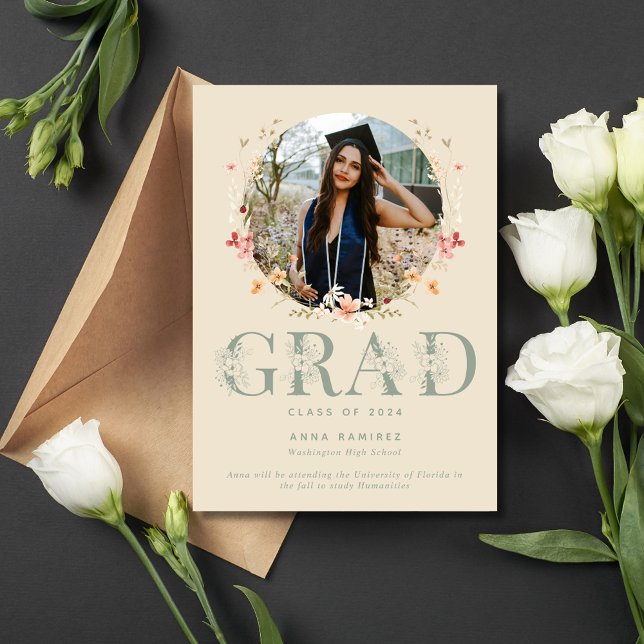 Wildflower Photo Girl Graduation Announcement (Wildflower Photo Girl Graduation Announcement)