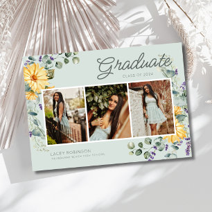 Wildflower Photo Girl High School Graduation Party Invitation