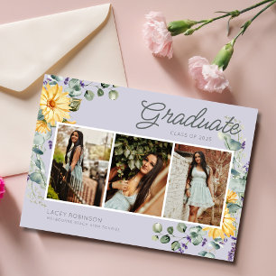 Wildflower Photo Girl High School Graduation Party Invitation