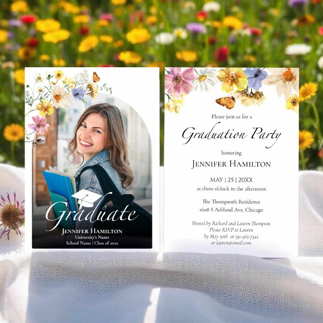 Wildflower Photo Graduation Party Enclosure Card (Creator Uploaded)