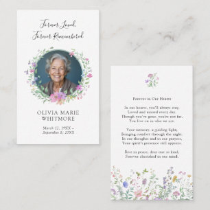 Wildflower Photo Memorial Funeral Prayer Card