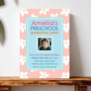 Wildflower Photo Preschool Graduation Party Invitation