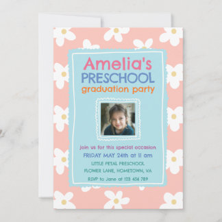 Wildflower Photo Preschool Graduation Party Invitation