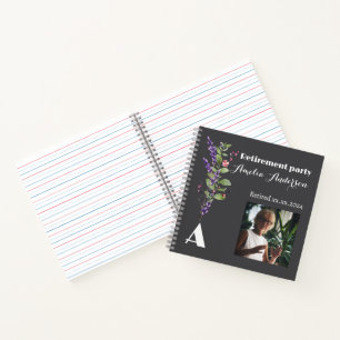 Wildflower photo retirement black guest book
