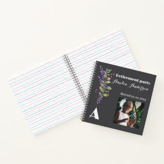 Wildflower photo retirement black guest book