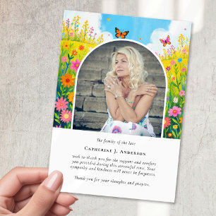 Wildflower Photo Sympathy Funeral Memorial Thank You Card