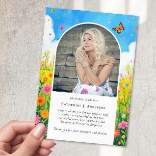 Wildflower Photo Sympathy Funeral Memorial Thank You Card