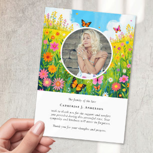 Wildflower Photo Sympathy Funeral Memorial Thank You Card