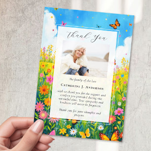 Wildflower Photo Sympathy Funeral Memorial Thank You Card