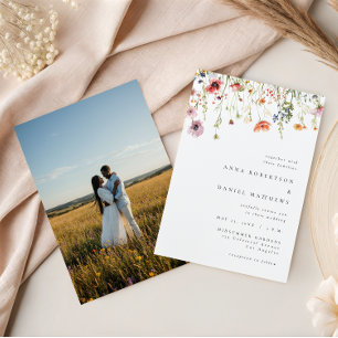Wildflower Photo Wedding Invitation