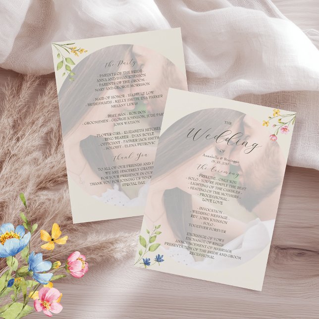Wildflower Photo Wedding Program (Creator Uploaded)