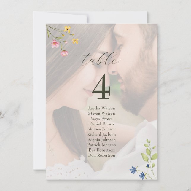 Wildflower Photo Wedding Seating Chart (Front)