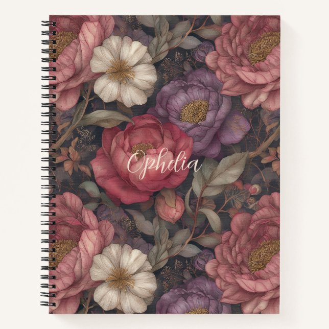 Wildflower Pink and Purple Personalized Notebook (Front)