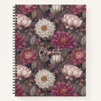 Wildflower Pink and White Garden Personalized Notebook