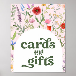 Wildflower Pink Baby Shower Cards & Gifts Sign