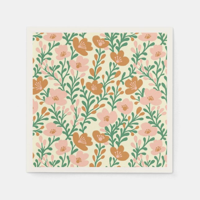 Wildflower Pink Blooms Floral Baby Shower Custom Napkin (Front)