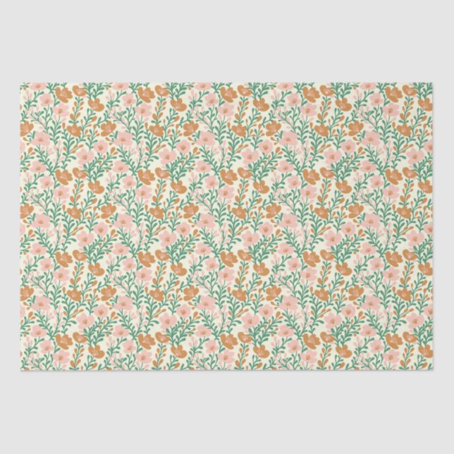 Wildflower Pink Blooms Floral Baby Shower Custom Tissue Paper (Front)