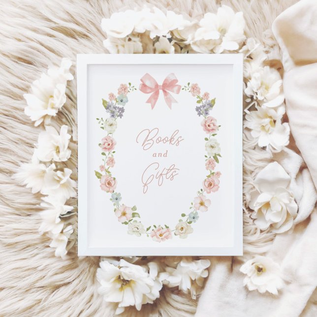 Wildflower Pink Bow Baby Girls Books & Gifts Sign (Creator Uploaded)