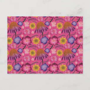 Wildflower Pink Floral Pattern Postcard