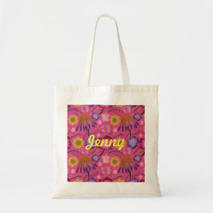 Wildflower Pink Floral Personalised Tote Bag