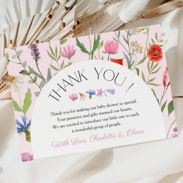 Wildflower Pink Girl Baby Shower Thank You Card (Creator Uploaded)