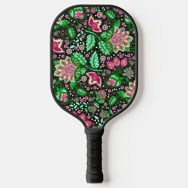 Wildflower Pink Lady Slipper Inspired Folk Art  Pickleball Paddle (Front)