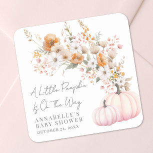 Wildflower Pink Pumpkin Baby Shower Square Sticker