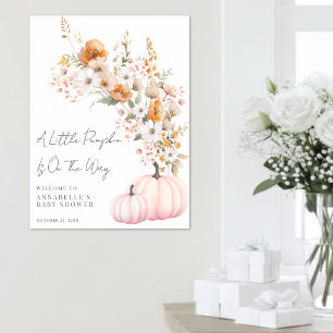 Wildflower Pink Pumpkin Baby Shower Welcome Sign