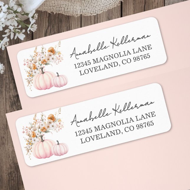 Wildflower Pink Pumpkin Return Address Label (Wildflower Pink Pumpkin Return Address Label )