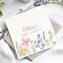 Wildflower Pink Watercolor Floral Baby Shower